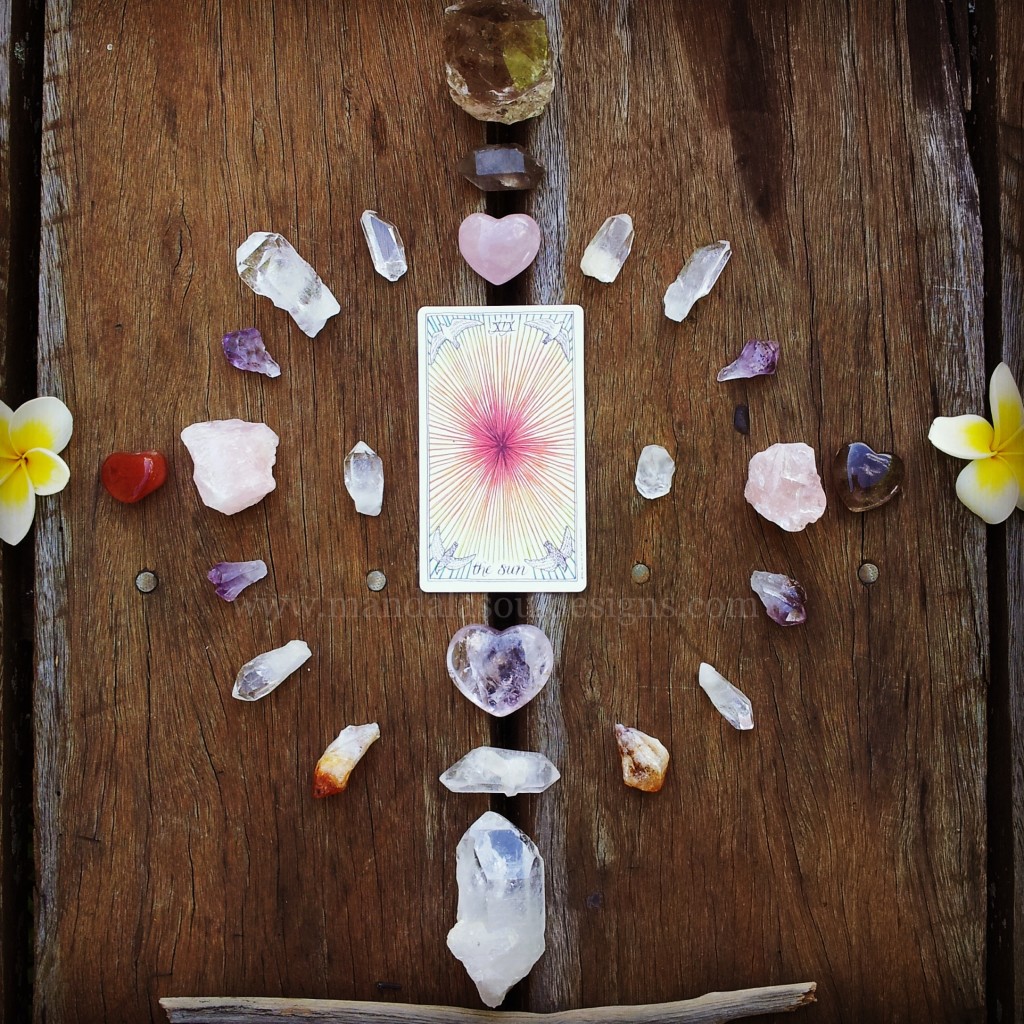 The Sun Tarot Card & Crystal Grid - Wild Unknown via Mandala Soul Designs