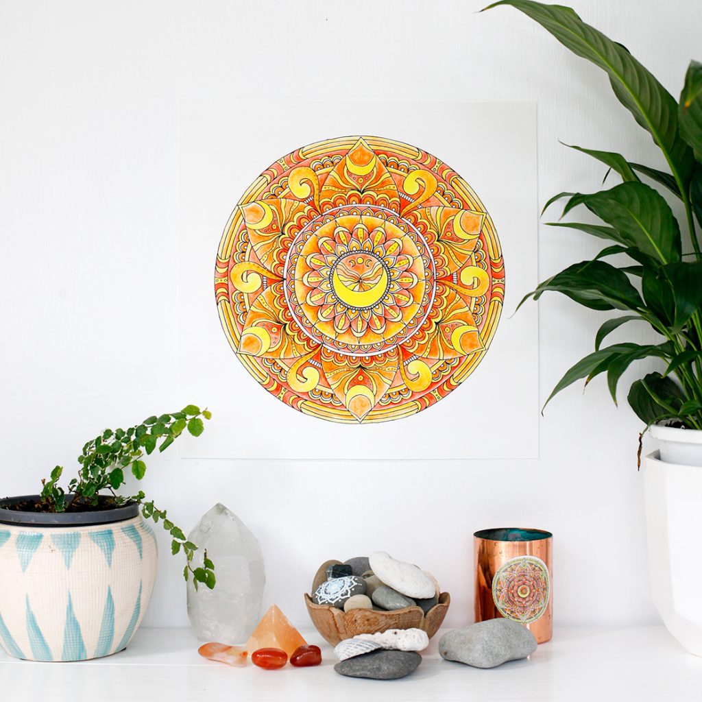 Chakra Mandala Art || Svadhisthana Sacral Chakra Mandala Art Print yoga meditation sacred space studio deco