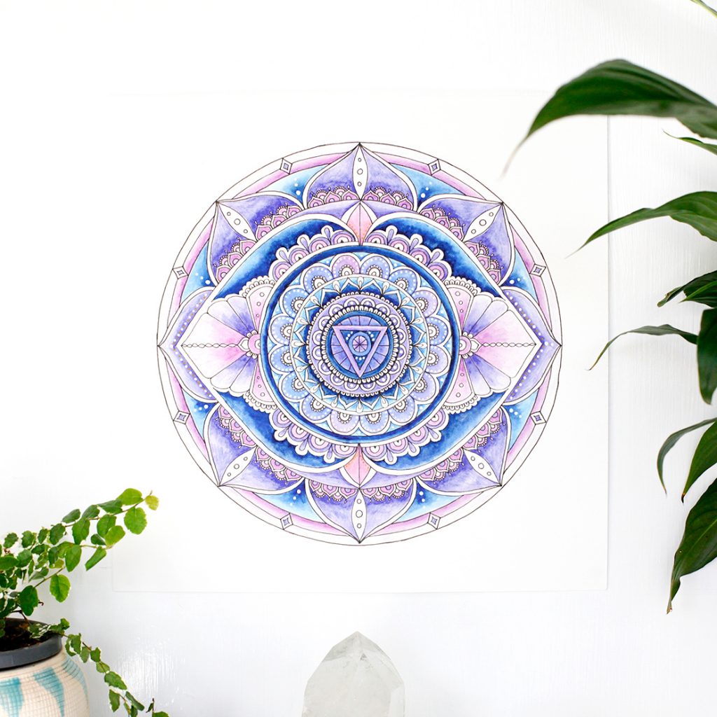 Chakra Mandala Art || Ajna Third Eye Chakra Mandala Art Print yoga meditation sacred space studio deco