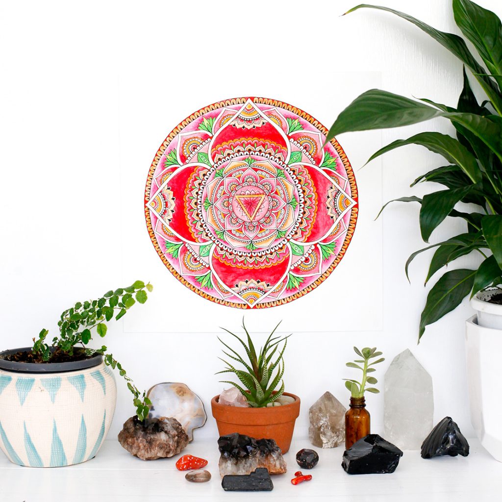 Chakra Mandala Art || Muladhara Root Chakra Mandala Art prints yoga mediation sacred space