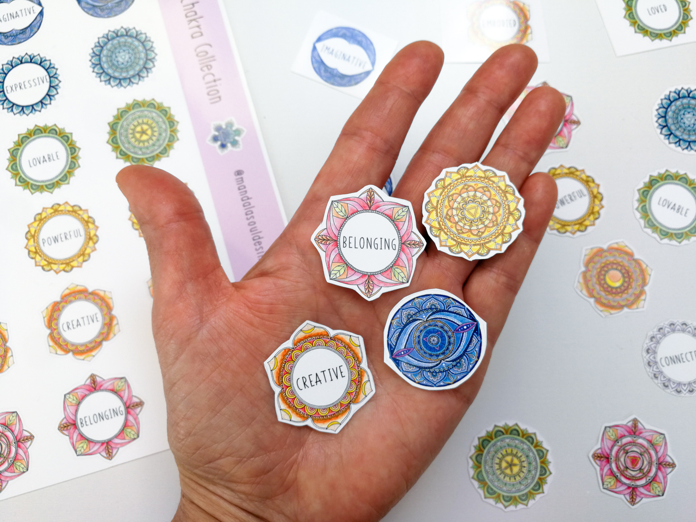 Chakra Collection printable Sticker sheets