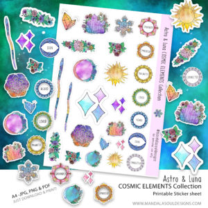 Cosmic Elements Printable Sticker Collection