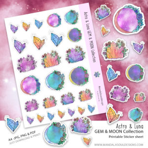 Gem and Moon Printable Sticker Collection