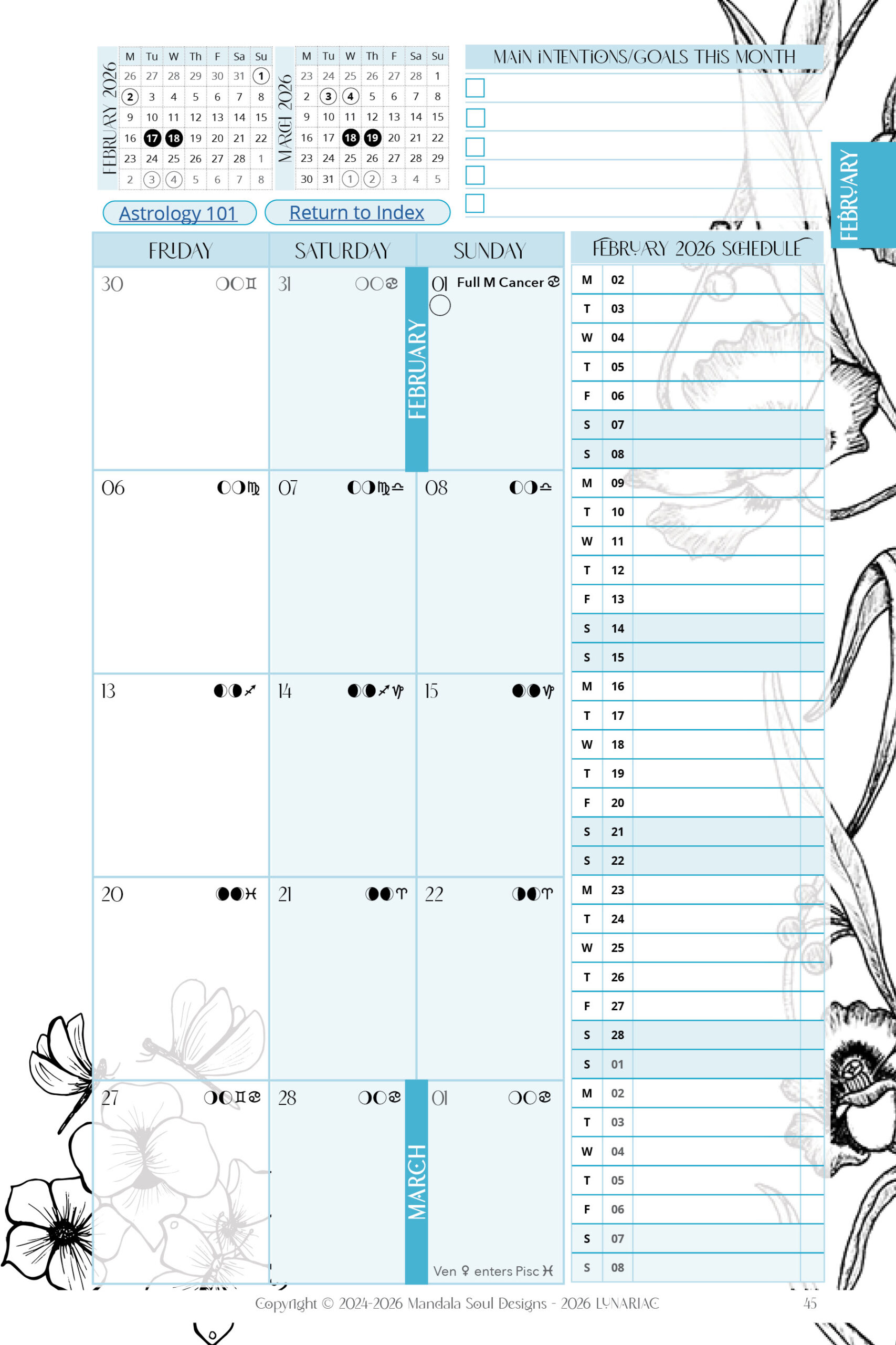2026 LUNARIAC - Luna Planner and Almanac - Sidereal Astrology, Moon phases, Planning pages, Trackers, Cyclical Living