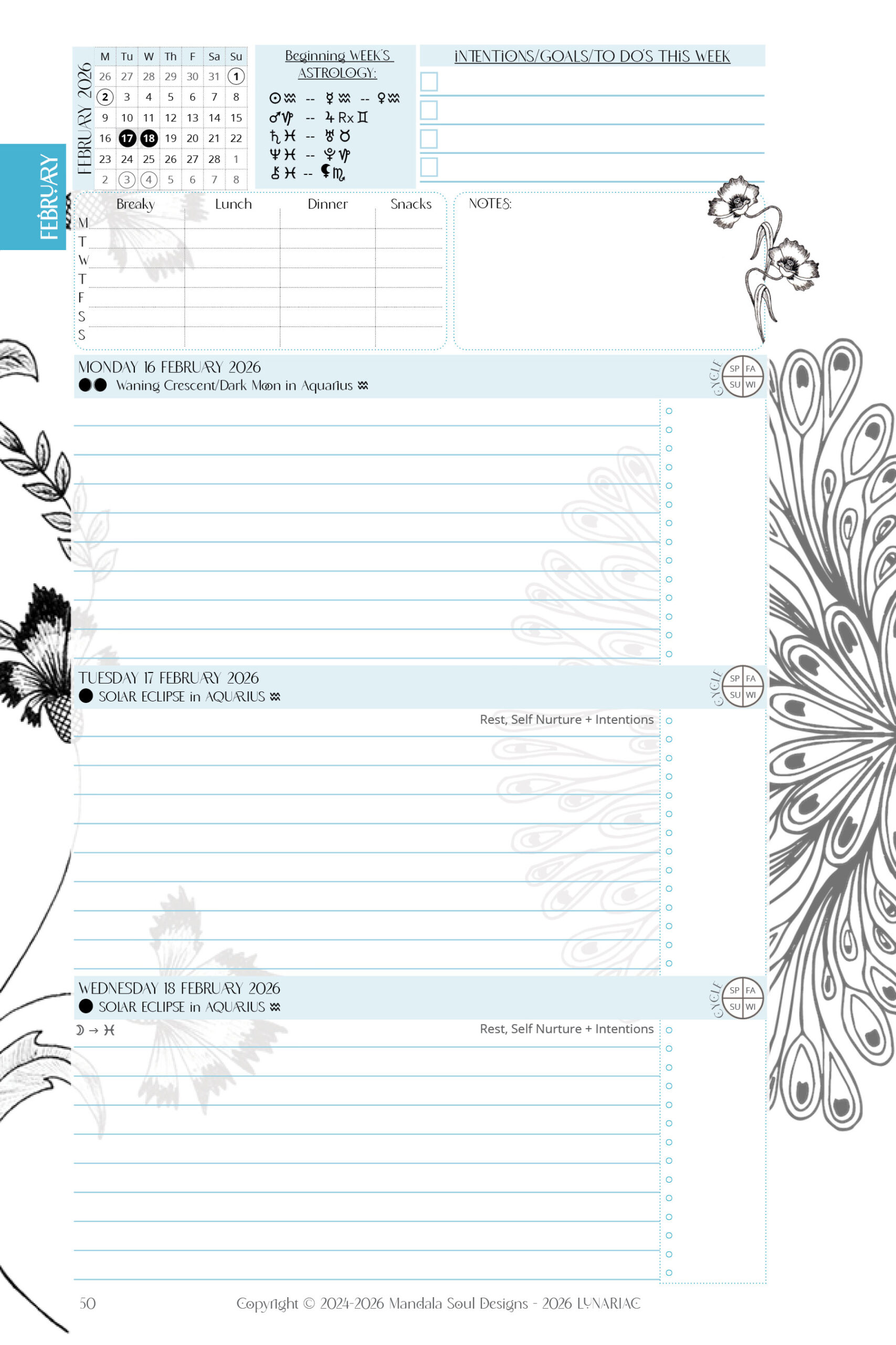 2026 LUNARIAC - Luna Planner and Almanac - Sidereal Astrology, Moon phases, Planning pages, Trackers, Cyclical Living