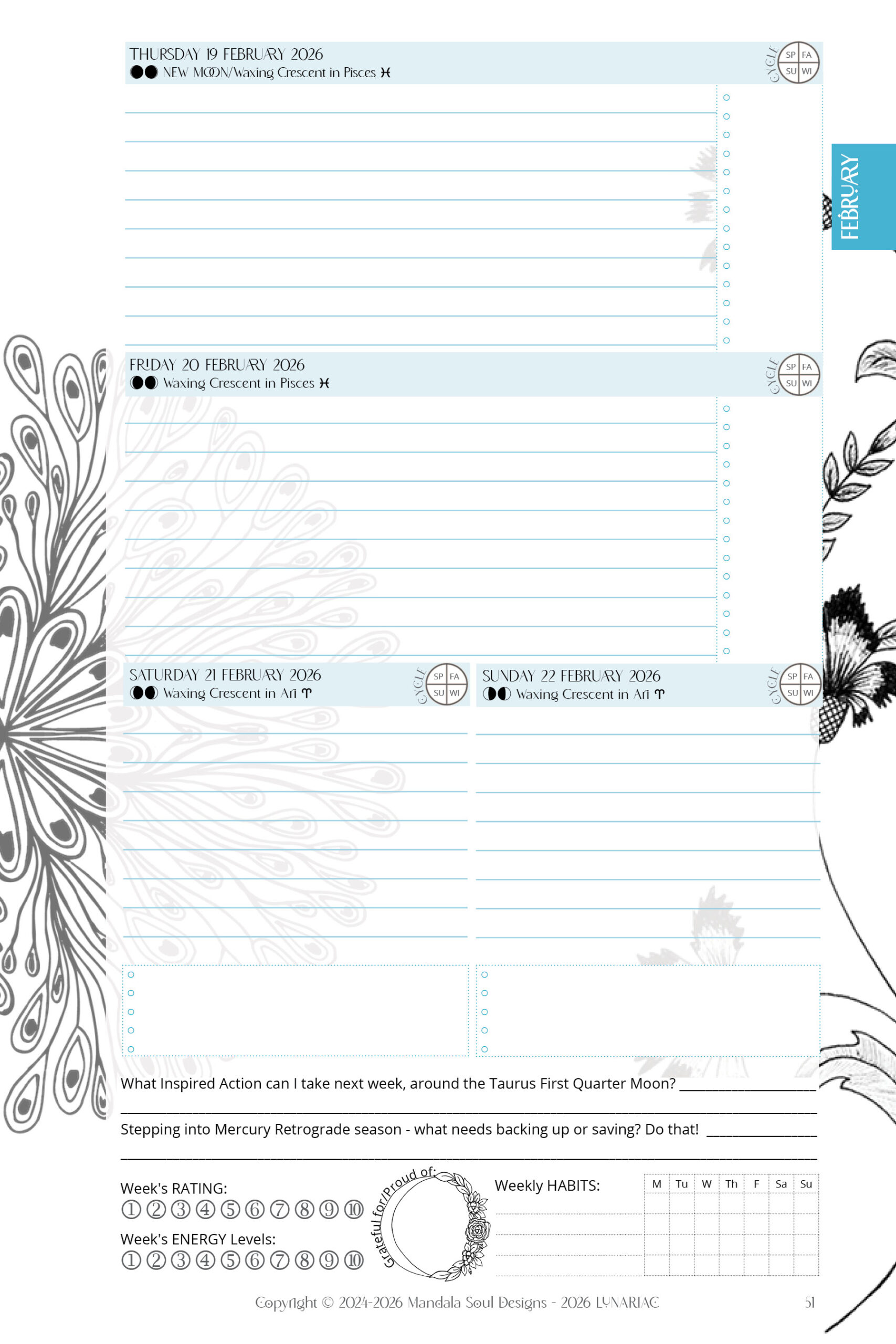 2026 LUNARIAC - Luna Planner and Almanac - Sidereal Astrology, Moon phases, Planning pages, Trackers, Cyclical Living