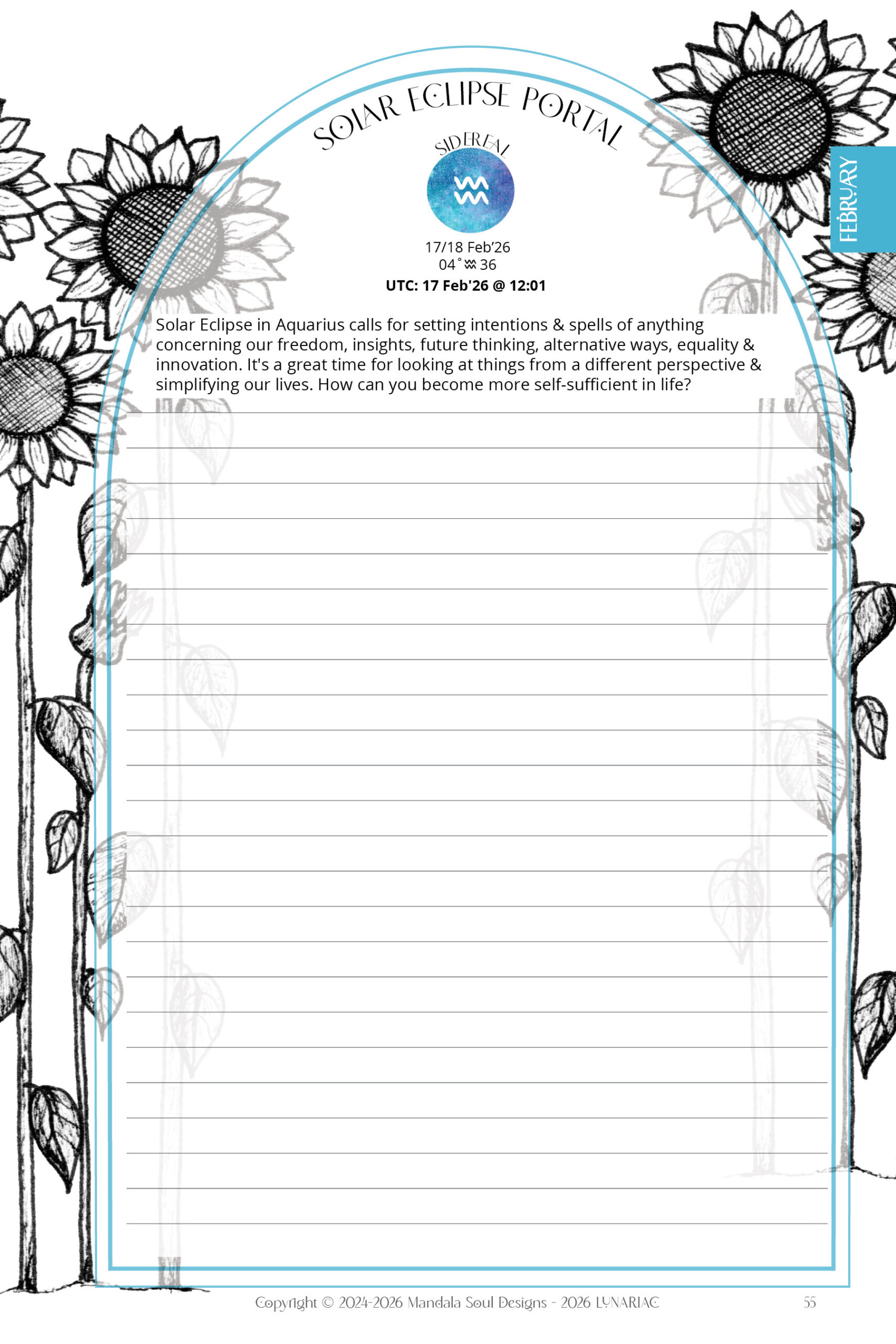 2026 LUNARIAC - Luna Planner and Almanac - Sidereal Astrology, Moon phases, Planning pages, Trackers, Cyclical Living